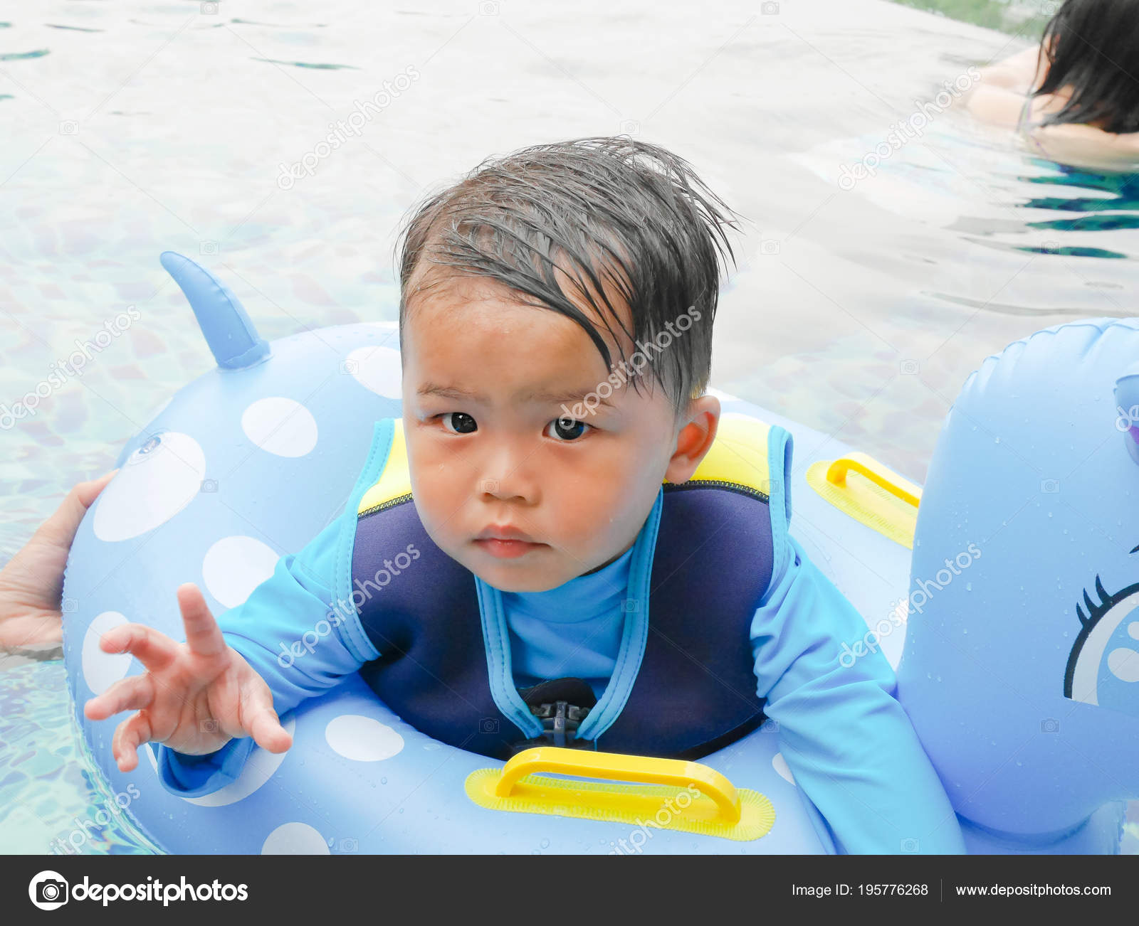 Baby Boy Swimming Pool — Stock Photo © p_saranya 195776268