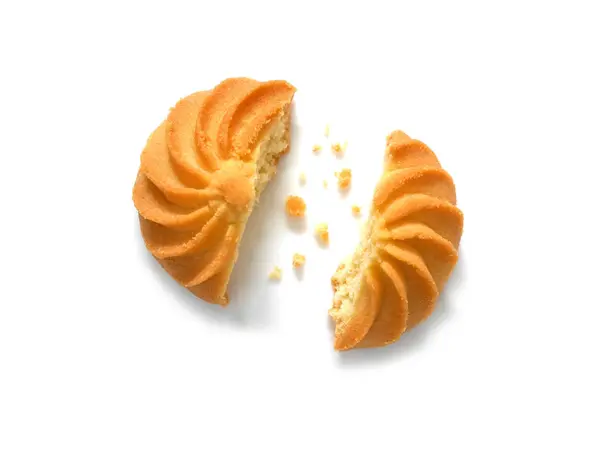 Butterkeks mit Krümeln isoliert auf weißem Hintergrund — Stockfoto