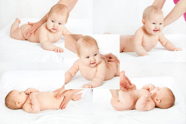 Adorable bebé masaje collage — Foto de Stock