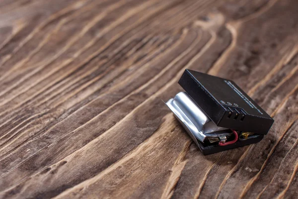 Swollen lithium ion polymer batteries - toxic dangerous waste — Stock Photo, Image