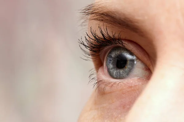 Mavi Insan Gözü Kadın Gözü Makro Yakın Çekim Seçici Odaklanma — Stok fotoğraf