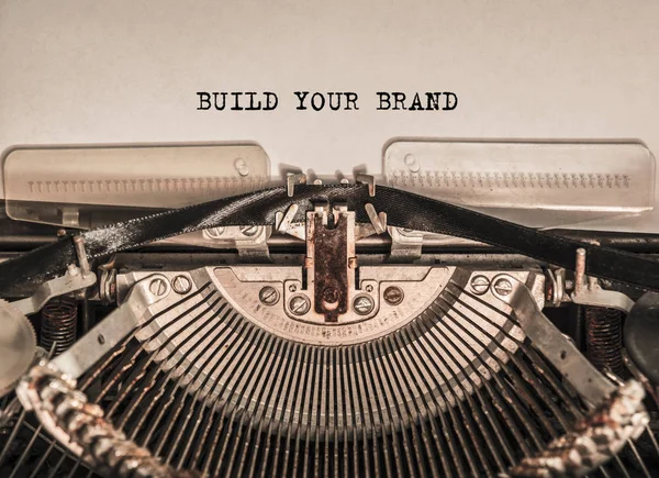 Construir Sua Brand Digitou Palavras Uma Máquina Escrever Vintage Imagens De Bancos De Imagens