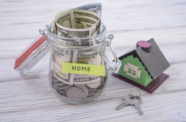 New House Family Money Coins Jar Saving Money Real Estate — Stock Photo, Image