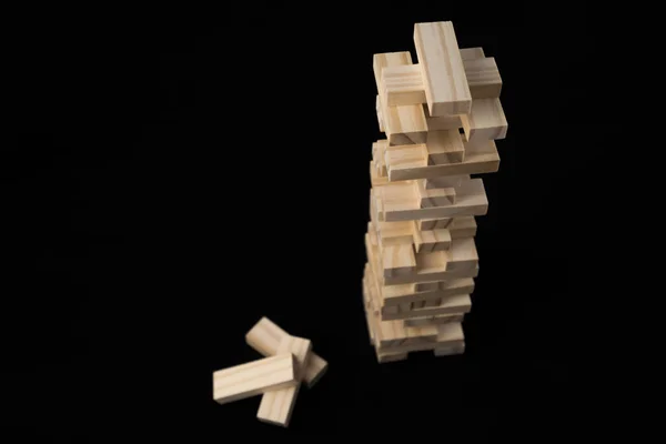 Torony Tömb Játék Fekete Háttér Tanulás Fejlődés Fogalmát Blokk Puzzle — Stock Fotó