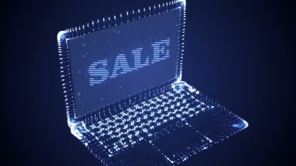 Голограма ноутбука з текстом SALE — стокове відео