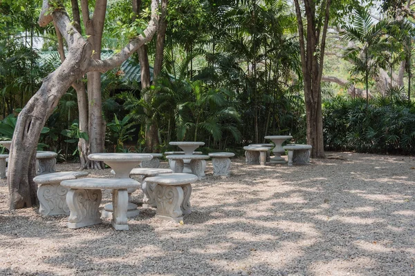 stone Circle table and chair outdoor in the garden