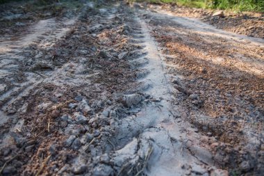 Yol araba lastiği ile Yazdır arka plan için kırsal kesimde 