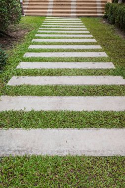 Bahçedeki çimlerin üzerine geçit 