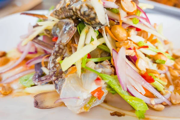 Som Tum Papaya Sałatka z kraba. pikantne tajskie jedzenie — Zdjęcie stockowe