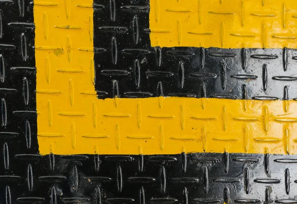 Yellow and black painted Steel plate industrial for background — Stock Photo, Image