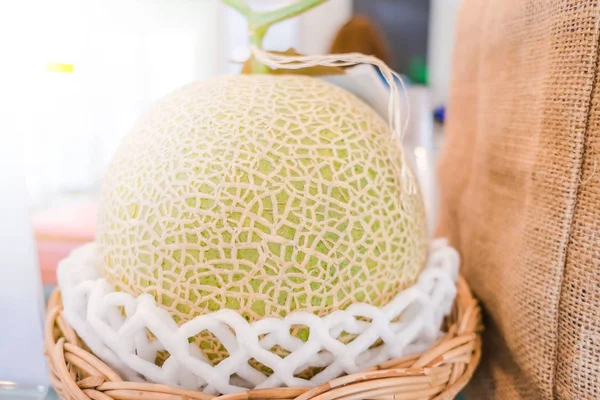 Closeup fresh green melon Cantaloupe organic fruit