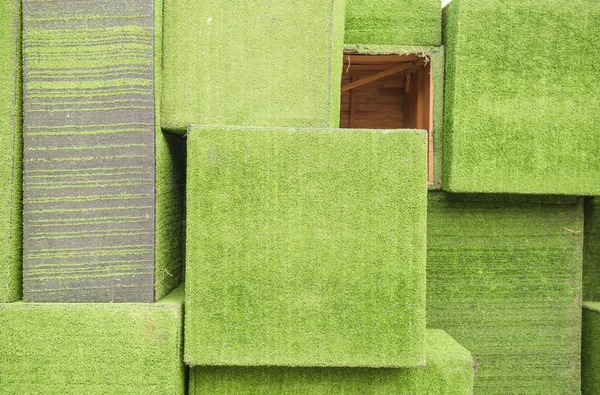 Caja Verde Superficie Del Cubo Hierba Textura Para Fondo — Foto de Stock