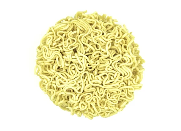 Macarrão Instantâneo Seco Redondo Amarelo Isolado Fundo Branco Arquivo Com — Fotografia de Stock