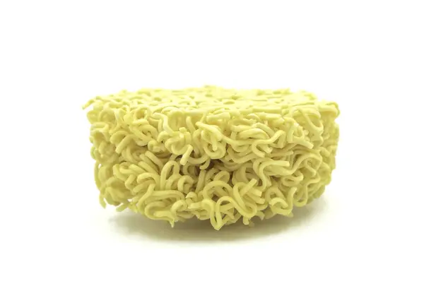 Gul Rund Torr Instant Noodle Isolerad Vit Bakgrund Fil Med — Stockfoto