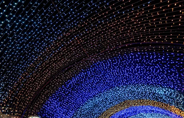 Colorful  decoration of many LED light. the outdoor decoration at night. out of focus .