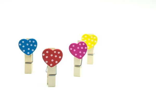 Panos Coloridos Com Design Forma Coração Para Conceito Valentine Isolado — Fotografia de Stock