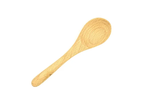 Trä Spoon Isolerad Vit Bakgrund — Stockfoto