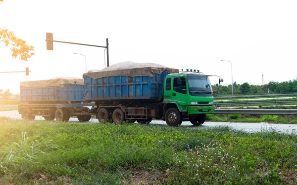 Camions Porte Conteneurs Logistique Par Camion Cargo Sur Route — Photo