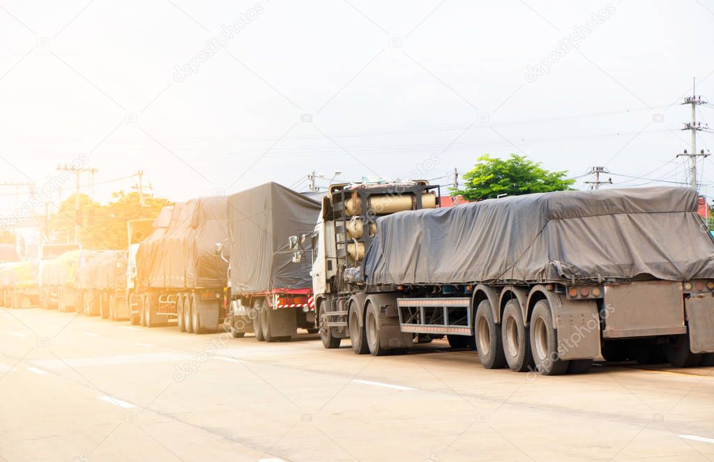 trucks Logistic by Cargo truck Import Export business and Industrial on the road . 