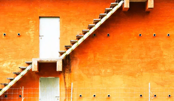 Orange Building Fire Escape Stairs — Stock Photo, Image