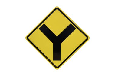 Sarı trafik işaretleri, izole kırpma yolu ile dosyasının beyaz arka plan üzerinde üç ayrı .