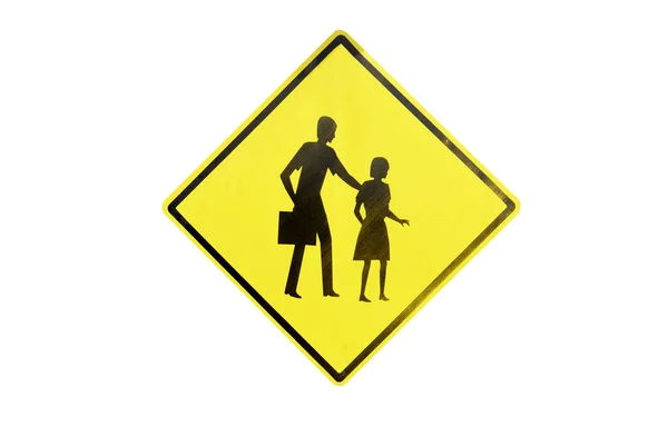 Yellow Traffic Signs School Zone Isolated White Background File Clipping — Stock Photo, Image