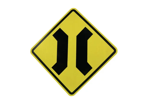 Żółte Znaki Drogowe Most Białym Tle Białe Tło Plik Ścieżką — Zdjęcie stockowe