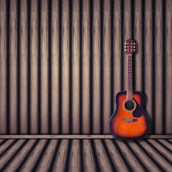 Akustisk gitarr trä bakgrund. vintage stil. — Stockfoto