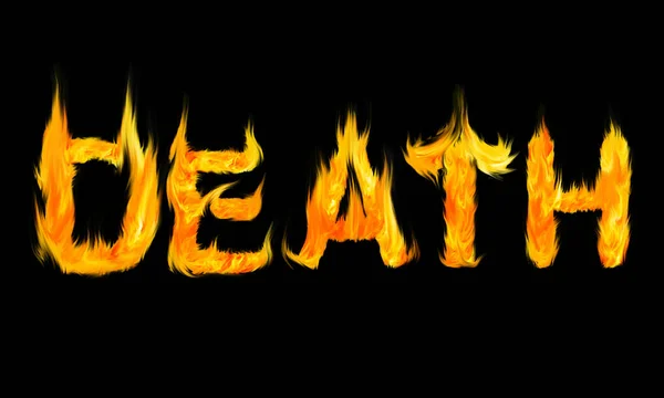Τη λέξη θάνατος γραμμένη με γράμματα από φωτιά — Φωτογραφία Αρχείου