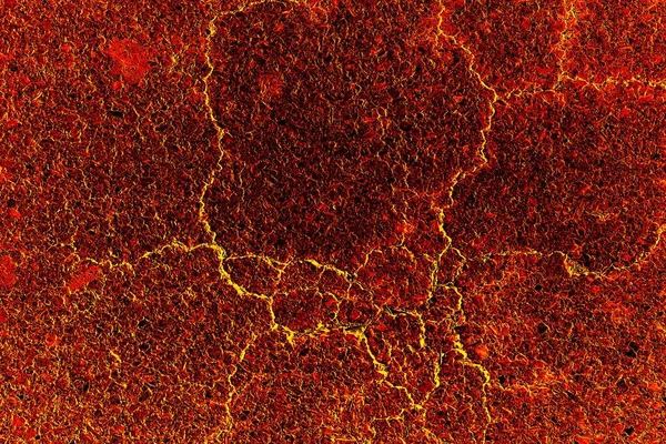 Värme röd sprucken mark struktur efter utbrott vulkan — Stockfoto