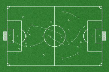 Bir futbol oyunu strateji çizim gerçekçi greenboard.