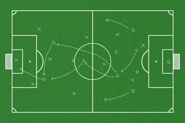 Invernadero realista dibujo de una estrategia de juego de fútbol . —  Fotos de Stock