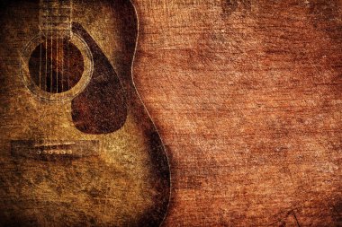 Ahşap arka plan vintage gitar