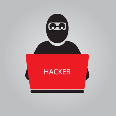 Simge hacker büyük dizüstü bilgisayar ile.