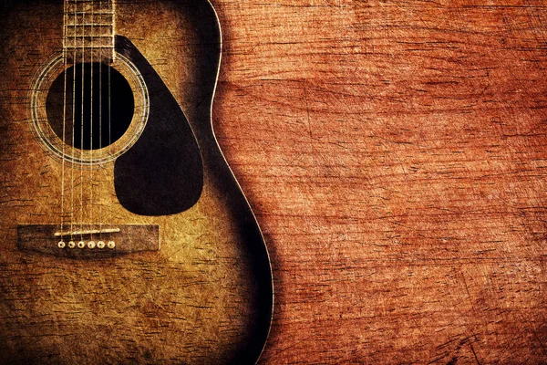木製の背景のビンテージ ギター — ストック写真