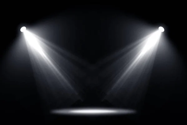 Spotlights light on black background. — Stock Photo, Image