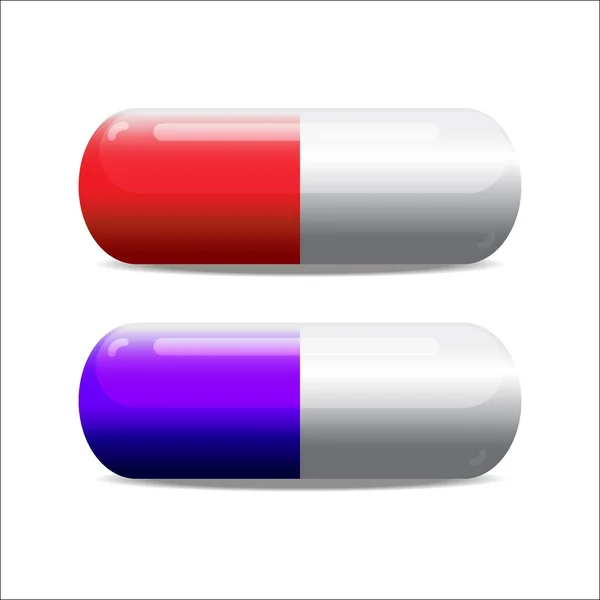 写実的な青と赤の錠剤。ラスタライズされたコピー — ストック写真