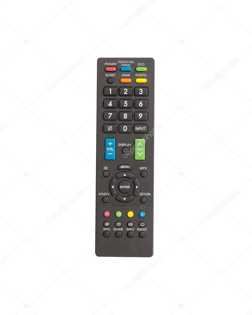 Top box TV remote control isolated on white background