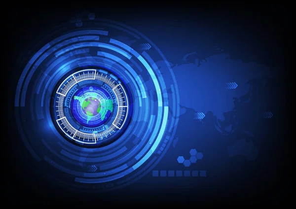 Weltkarte blaues Auge Ball abstrakt Cyber-Zukunftstechnologie Konzept Hintergrund, Illustration. — Stockfoto
