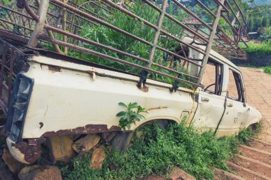 Bir klasik vintage eski otomobil iç