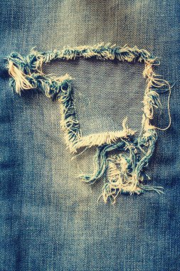 Denim doku yırtık kot pantolon.