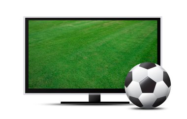 futbol sahası ve topu ile 3D Tv ekranı