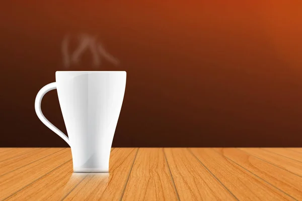3D Чашка кофе на светлом деревянном столе — стоковое фото