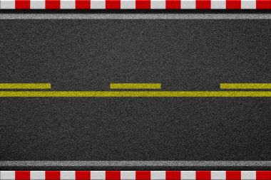 Beyaz çizgi işareti siyah asfalt yol üzerinde işaretleme. Kırmızı ve beyaz satır beton patika geçit kaldırım kenarında bir trafik işareti anlamına gelebilir değil park ya da durdurmak için burada araba olduğunu