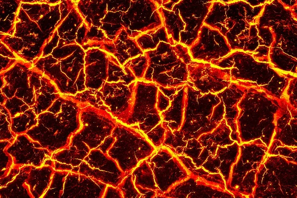 Тепла червона тріщина текстури землі після виверження вулкана — стокове фото