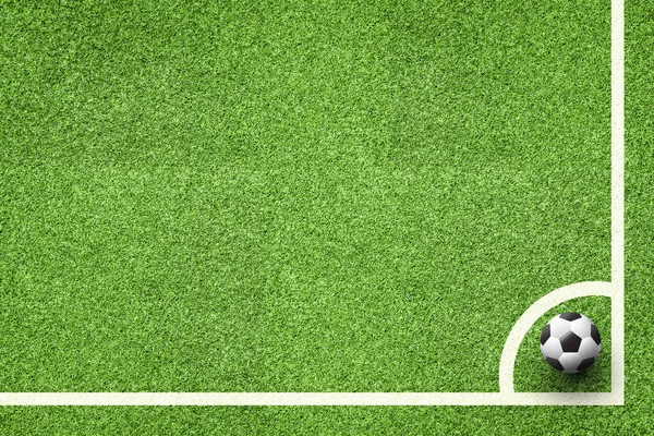 Soccer ball on the lawn top view