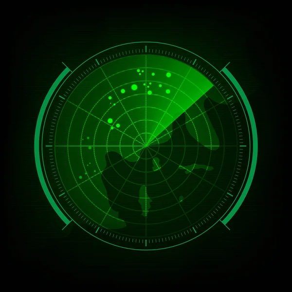 Radar screen with futuristic user interface and digital world ma — Stock Photo, Image