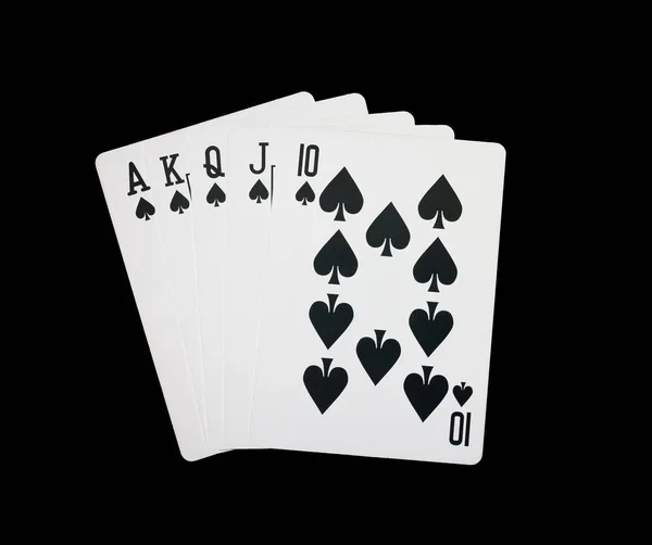 Royal flush, chip kártyák — Stock Fotó