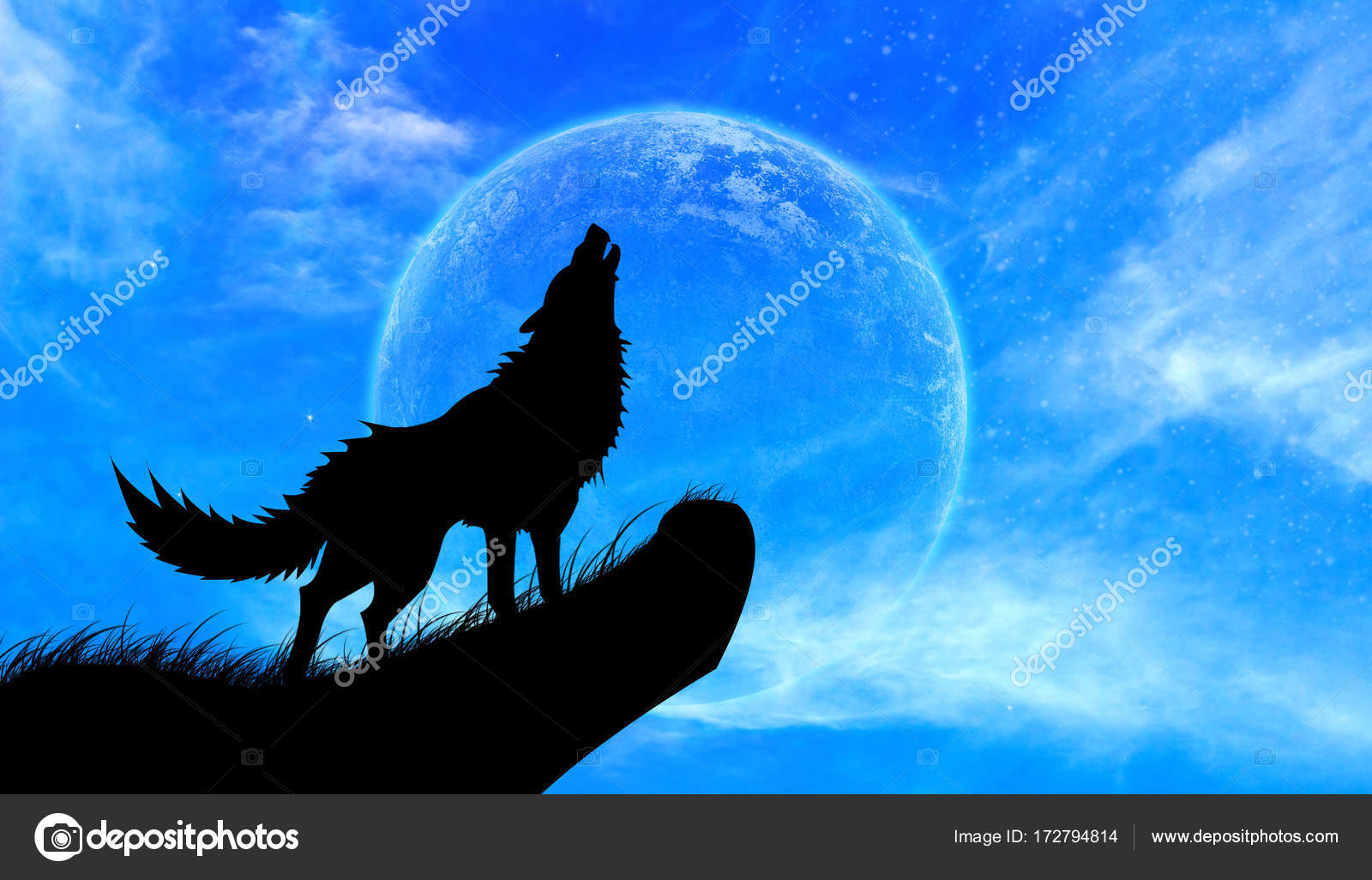 Wolves howl Full Moon — Stock Photo © releon8211 #172794814, image size:1600x1026
