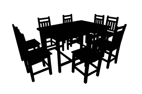 Mesa de jantar preto isolado no fundo branco — Fotografia de Stock